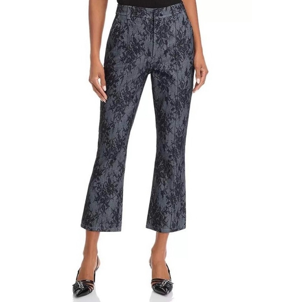 Cinq à Sept Evelyn Bonded Lace Cropped Flare Pant Indigo/Black Size 2